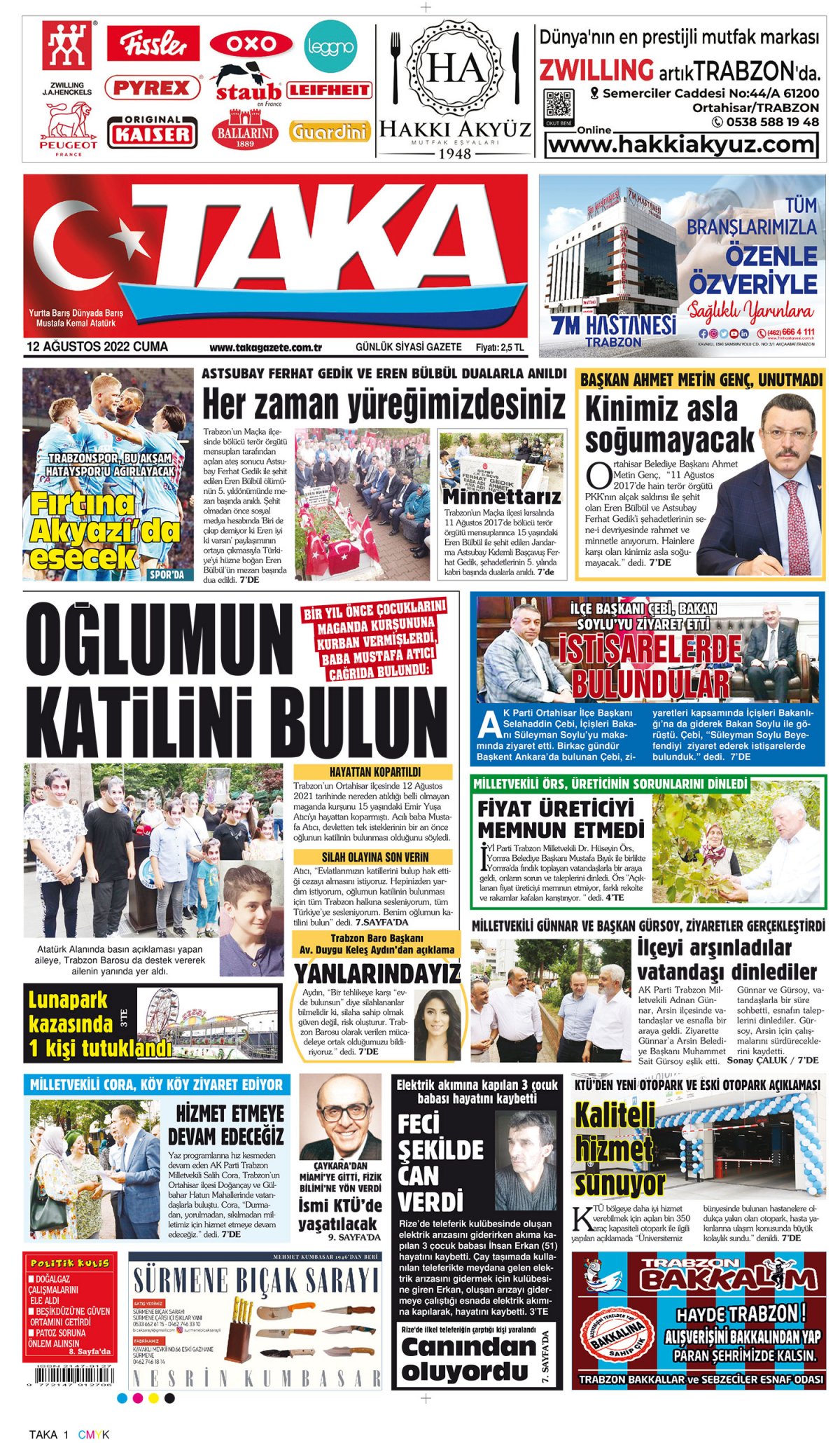 Taka Gazete - 12.08.2022 Manşeti