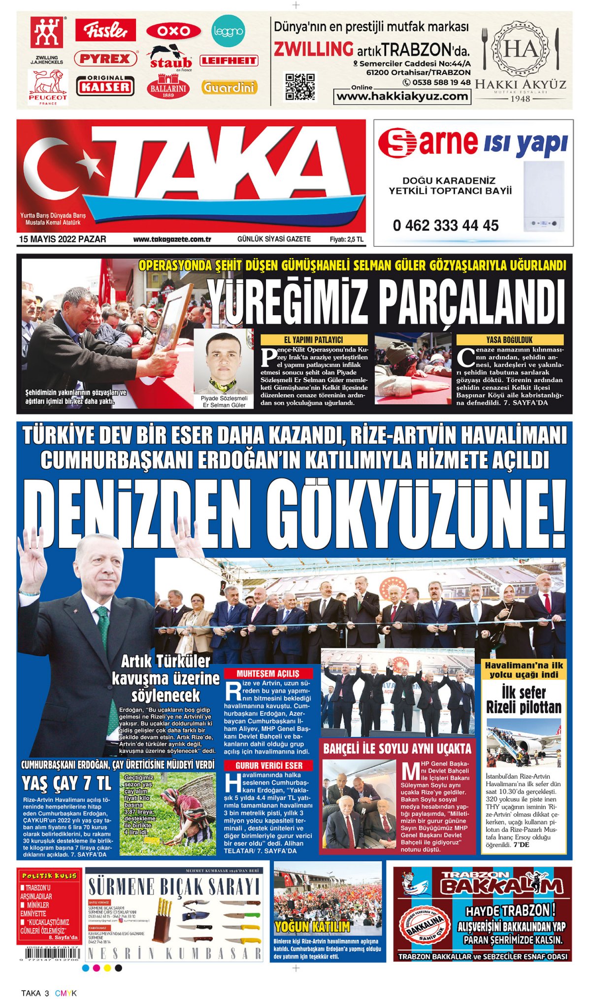 Taka Gazete - 15.05.2022 Manşeti