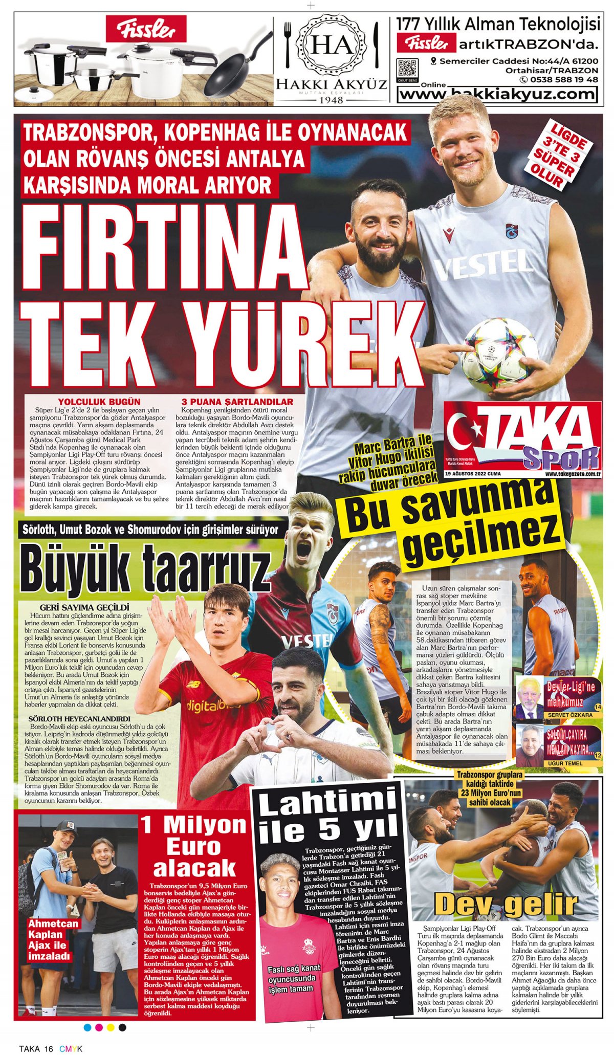 Taka Gazete - 19.08.2022 Manşeti