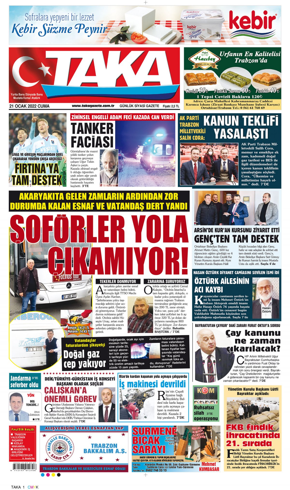 Taka Gazete - 21.01.2022 Manşeti