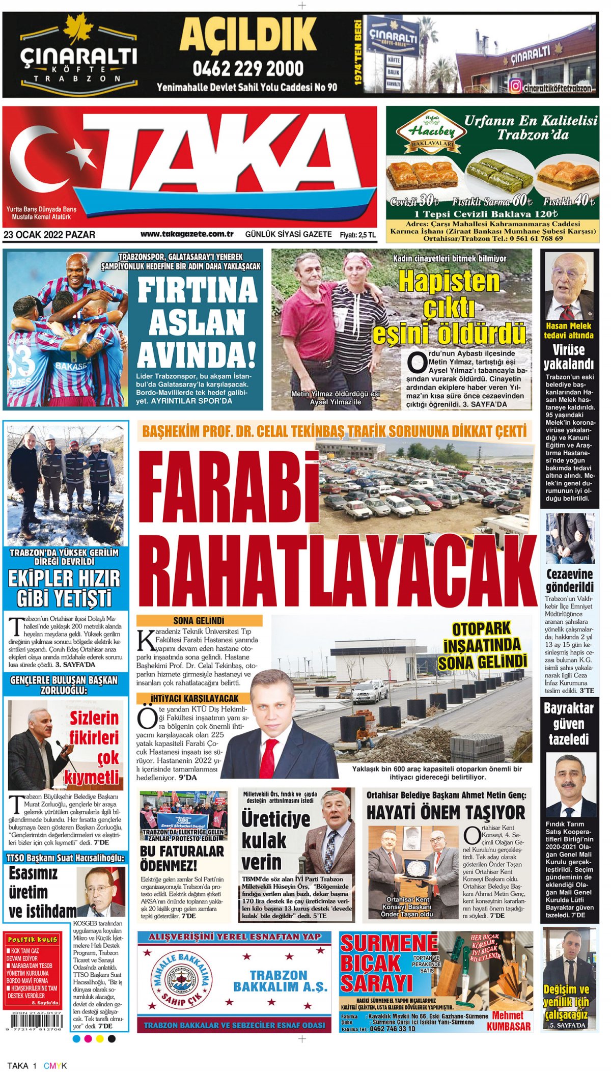 Taka Gazete - 23.01.2022 Manşeti