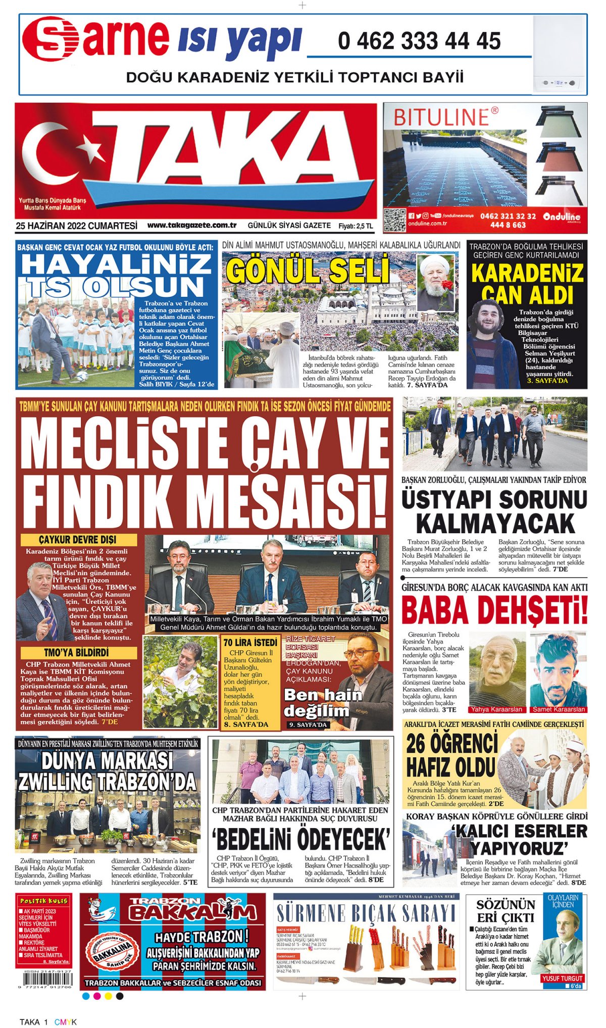 Taka Gazete - 25.06.2022 Manşeti