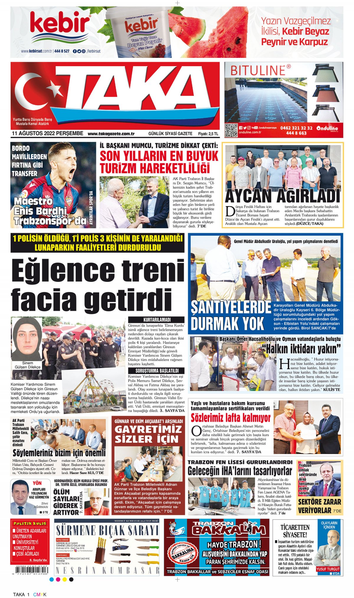 Taka Gazete - 11.08.2022 Manşeti
